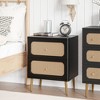 JIONJOY Coastal Wicker Nightstand - 2-Drawer Boho Side Table with Rattan Details & Antique Brass Hardware - 4 of 4