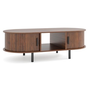 Costway 48" Mid Century Center Table with Sliding Fluted Doors & Open Compartment - 1 of 4