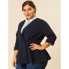 Agnes Orinda Women's Plus Size Notched Lapel Ruffle Peplum Ruched Buttons Outfits Blazers - 2 of 4
