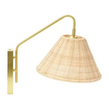 Storied Home Rattan and Metal Wall Sconce