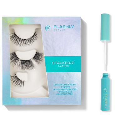 Flashly Beauty - StackedIt Custom Lash System - False Eyelashes - Pose x Imagine - Black + StickIt Lash Glue