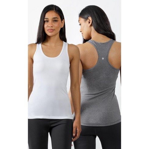 Yogalicious - Women's 2 Pack Everyday Racerback Tank Top - White ...