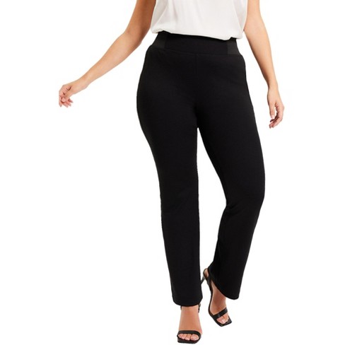 HDE Women's Plus Size Faux Leather Pants High Waist Straight Leg Pant  w/Pockets Black - 1X at  Women's Clothing store