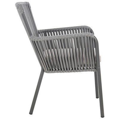 Gray Rope Arm Dining Chair with Cushions, Set of 2