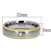 Slickblue Stainless Steel Men's Band with Two-Tone Gold Finish and Clear CZ Stone, Size 8-13 - 2 of 4