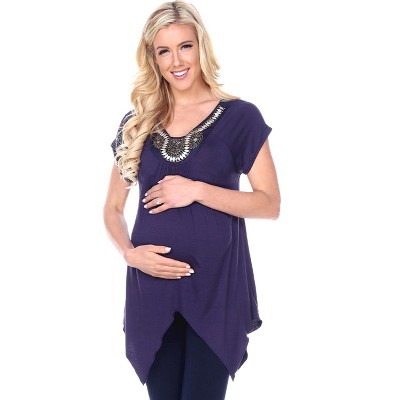 Maternity Myla Embellished Tunic Top - White Mark