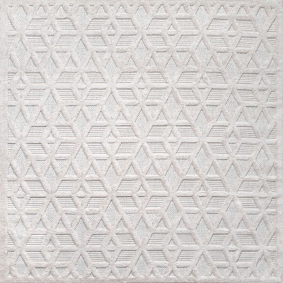 Ivory Geometric Square Indoor/Outdoor Area Rug