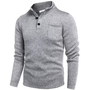 COOFANDY Men's Casual Henley Pullover Thermal Fleece Slim Fit Sweater - 1 of 4