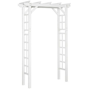 Outsunny 7' Wood Steel Outdoor Garden Arched Trellis Arbor with Natural Fir Wood & Side Panel for Climbing Vine - 1 of 4