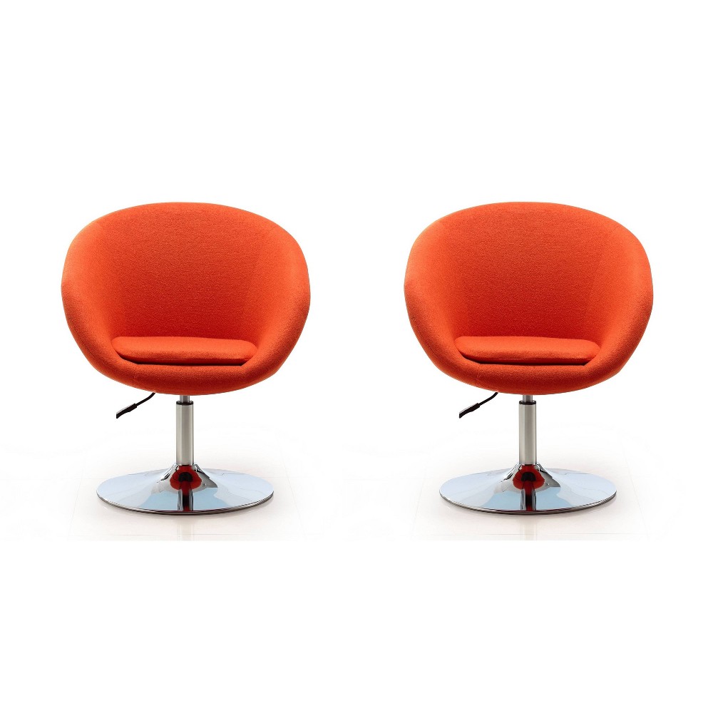 Photos - Chair Set of 2 Hopper Wool Blend Adjustable Height  Orange - Manhattan Com