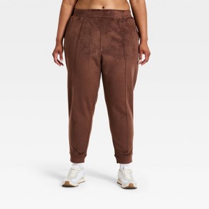 Women's Velour Ribbed Jogger Sweatpants - All In Motion™ - 1 of 3