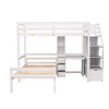 CAVINAS Twin Size Bunk Bed Pine Bed Frame with Desk, 3 Drawers, Storage Stair and Guardrail for Bedroom - 3 of 4