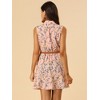INSPIRE CHIC Women's Floral Sleeveless Half Placket Mini Belted Summer Dress - 4 of 4