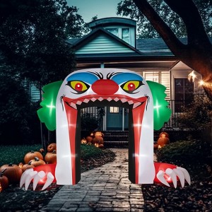 Angel Sar 8.9FT Halloween Inflatable Clown Archway, Scary Giant Clown Decor with LED Lights, Outdoor Yard Garden Party Decoration - 1 of 4
