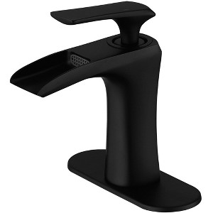 BWE Waterfall Single Hole Single-Handle Low-Arc Bathroom Faucet With Deck Plate - 1 of 4