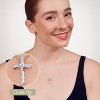 GILDED 1/10 CTTW Lab Grown Diamond Cross Pendant in Sterling Silver, 18 Inch Chain - 3 of 4