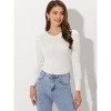 Allegra K Women's Casual Round Neck Hollow-Out Puff Long Sleeve Shirts - 2 of 4