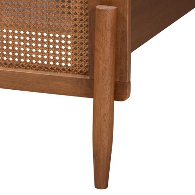 Mid-Century Modern Ash Walnut Queen Wood Platform Bed
