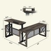 Brafabhome Electric Standing Desk with Power Outlets, L Shaped Height Adjustable Desk, Ergonomic Stand up Desk for Home Office | Brown - 2 of 4