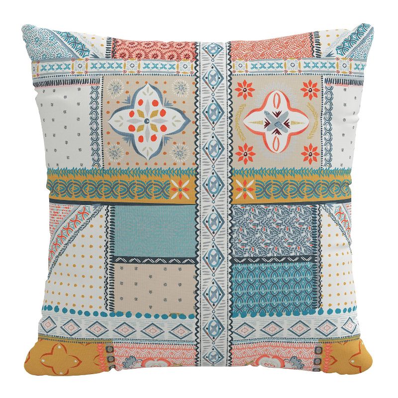 18&#34;x18&#34; Bohemian Patch Square Throw Pillow Blue Coral - Skyline Furniture, 1 of 6