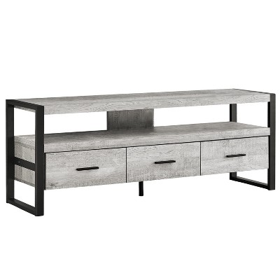 Monarch Specialties Tv Stand 60 Inch Console Media Entertainment Center Storage Drawers Metal Laminate Grey Black Contemporary Modern