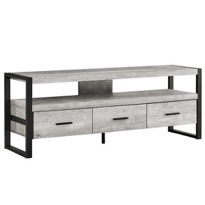 Monarch Specialties Tv Stand 60 Inch Console Media Entertainment Center Storage Drawers Metal Laminate Grey Black Contemporary Modern - 1 of 4