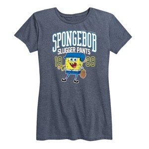 Women's - SpongeBob SquarePants - SpongeBob Slugger Pants Short Sleeve Graphic T-Shirt - 1 of 4