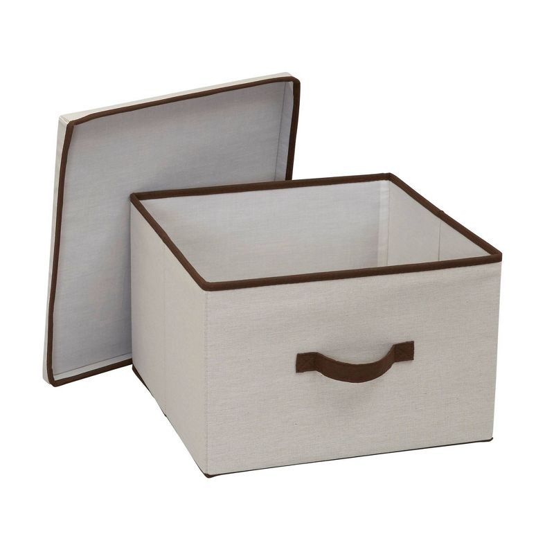 Household Essentials Square Storage Box with Lid Natural with Brown Trim, 4 of 9