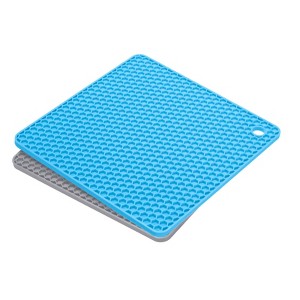 Unique Bargains Silicone Heat Resistant Non-Slip Drying Mat Trivet Light Gray, Blue 2 Pcs - 1 of 3
