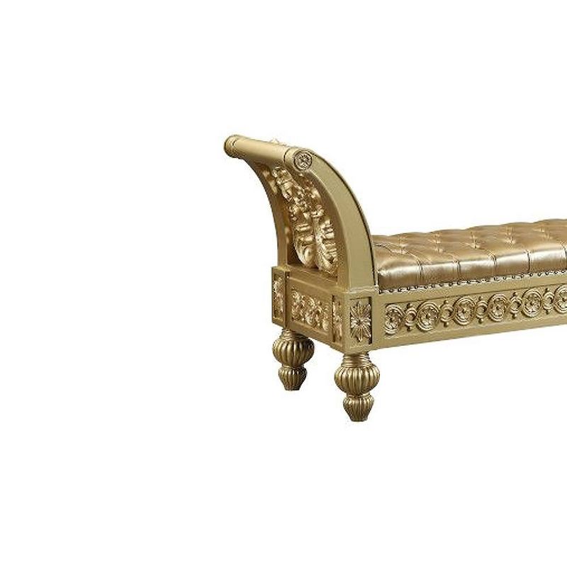 66&#34; Seville PU Bench Gold Finish - Acme Furniture, 4 of 6