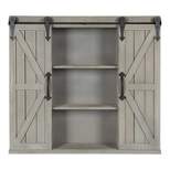 Decorative Wood Wall Storage Cabinet with 2 Sliding Barn Doors Rustic Gray - Kate & Laurel All Things Decor