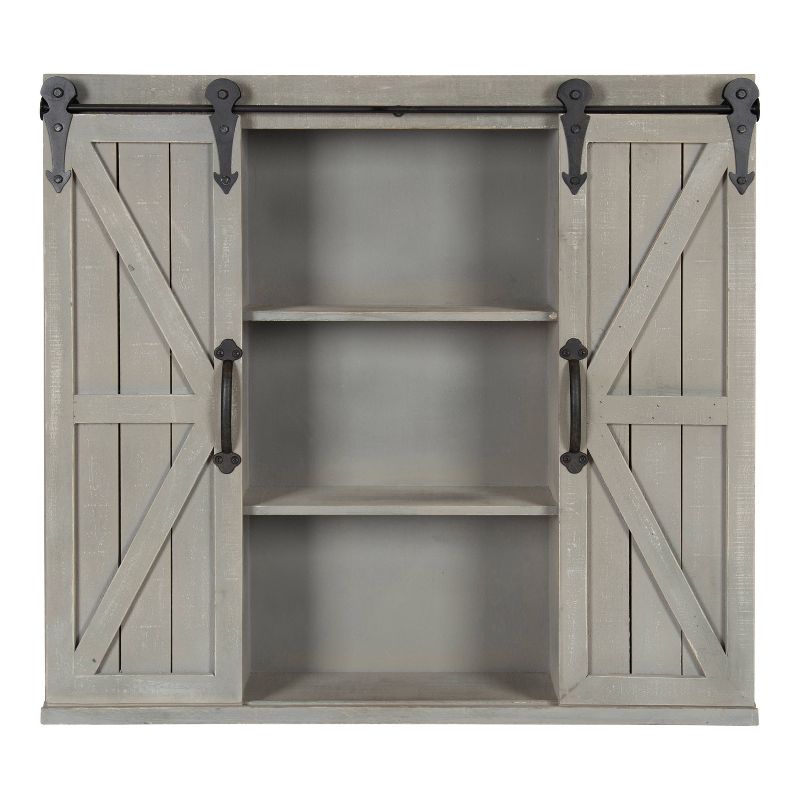 Decorative Wood Wall Storage Cabinet with 2 Sliding Barn Doors Rustic Gray - Kate &#38; Laurel All Things Decor, 1 of 9