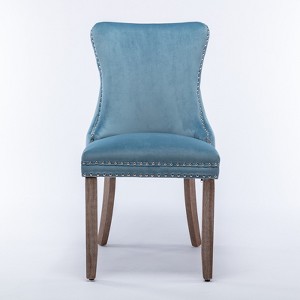 OUTSUPPLY Set of 2 Luxury Velvet Wingback Dining Chairs, Wood Legs, High Back Support, 280lb Capacity - 1 of 4