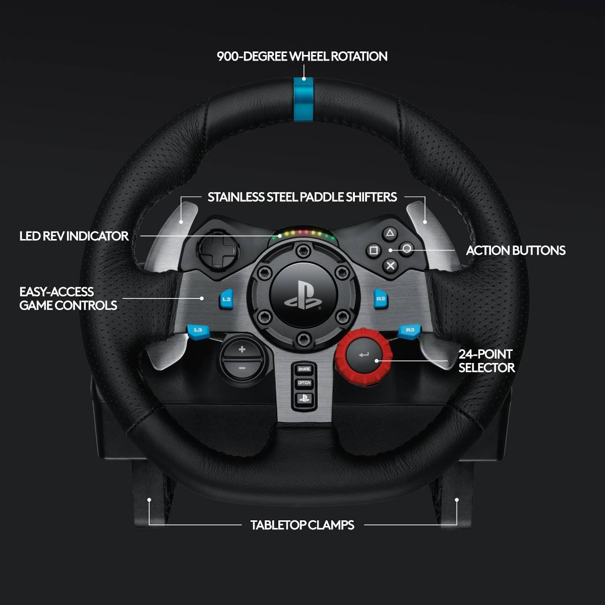 Logitech G29 Driving Force Racing Wheel and Pedals for PlayStation 4/5/PC: USB Connection - thumbnail 6