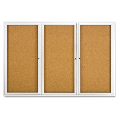 Quartet Enclosed Bulletin Board Natural Cork/Fiberboard 72 x 48 Silver Aluminum Frame 2367