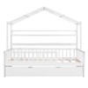 Wood Twin Size Platform Frame with Storage Shelves and Roof Tent Bed Wood Playhouse for Home Kids Bedroom Decoration 77.6" L x 42.5" W x 70.9" H - 2 of 4