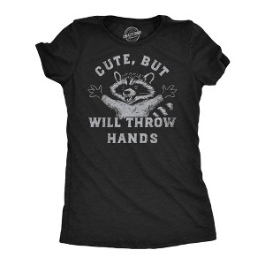 Womens Funny T Shirts Cute But Will Throw Hands Sarcastic Graphic Novelty Tee For Ladies - Crazy Dog Women's T Shirt - 1 of 4