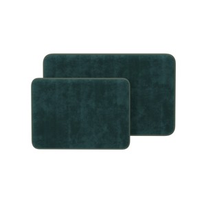 Bathroom Rug Set-2-Piece Memory Foam Bathmats-Striped Microfiber Top-Non-Slip Absorbent Runner for Bathroom or Kitchen by Hastings Home (Green) - 1 of 4