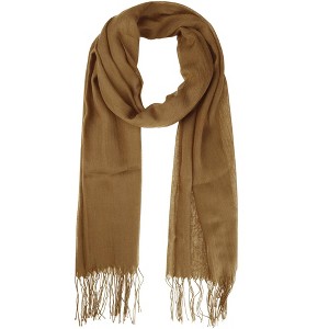 INSPIRE CHIC Gender Neutral Plain Cashmere Imitation Winter Warm Solid Color Fringe Long Scarves 1Pc - 1 of 4