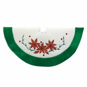 Christmas 20.0" Fabric Mini Tree Skirt Green Glitter Sequins Kurt S. Adler Inc  -  Tree Skirts - 1 of 3
