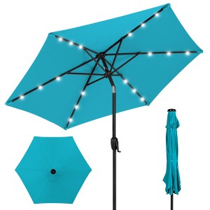 Best Choice Products 7.5ft Outdoor Solar Patio Umbrella for Deck, Pool w/ Tilt, Crank, LED Lights - 1 of 4