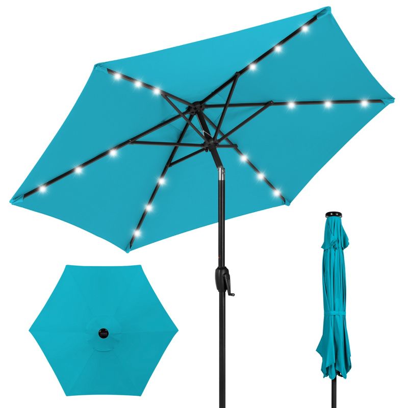 Best Choice Products 7.5ft Outdoor Solar Patio Umbrella for Deck, Pool w/ Tilt, Crank, LED Lights, 1 of 11