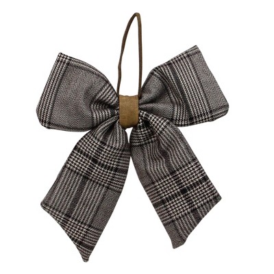 Northlight 19" Black and Gray Houndstooth Plaid Christmas Bow Decoration