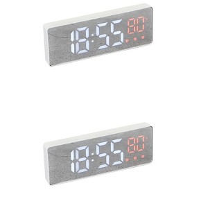 REGALWOVEN 2 Pcs Plastic Digital Corded Adjustable Accurate Dimmable Electric Alarm Clock 6.3 x 2.4 x 1 inch - 1 of 4