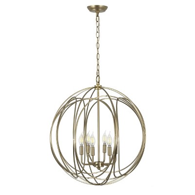 Yosemite Home Decor Brass 6-Light Brass Chandelier