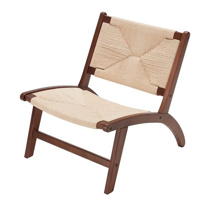 Lirago,Modern Boho Accent Chair with Braided Jute Seat-Scandinavian Style for Living Room