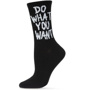 Memoi Women's Do What You Want Cotton Blend Crew Socks - 1 of 3