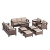 Sonkuki 9 Pieces Patio Sofa with Rectangle Fire Pit Table and Ottomans, Patio Conversation Couch with Cushion - 2 of 4