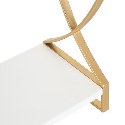 Kate and Laurel Arietta Rectangle MDF Accent Shelf, 18x7x28, Gold and White