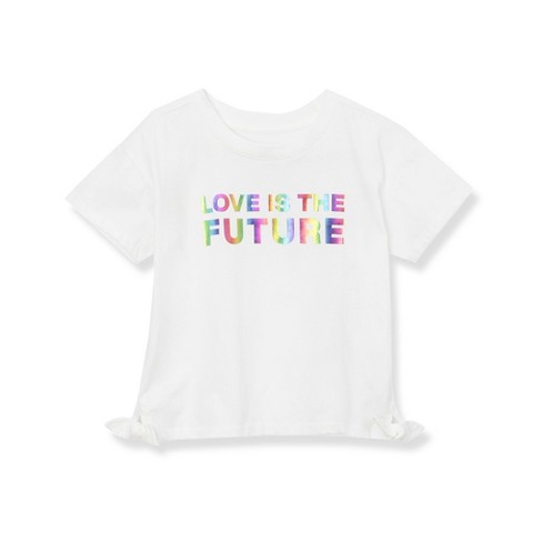 Lands' End Kids Short Sleeve Side Tie Graphic Tee - Large - Love Is The Future